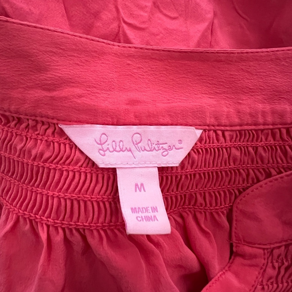Lilly Pulitzer Elsa 100% Silk Long Sleeved Blouse Top in Parigi Pink, size M - Picture 7 of 10